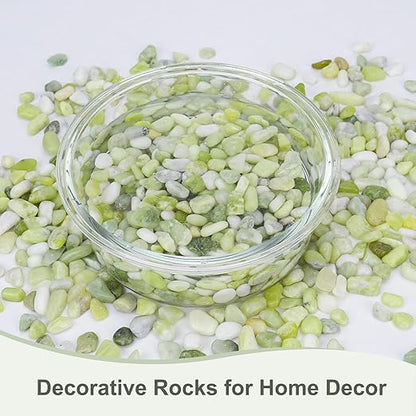 Pulovin 10 lbs Jade Pebbles for Indoor Plants, Decorative Pebbles for Bamboo, Vase, 3/8" Plant Gravel for Pots Indoor, Highly Polished Small River Rocks