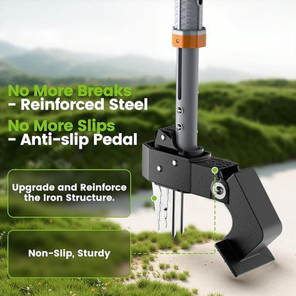 Weed Puller Tool - Stand Up Weed Puller with 4-Claw Steel Head, 39"-46" Retractable Handle & Easy-Eject Mechanism for Dandelions, Clover & More, No Bending or Kneeling