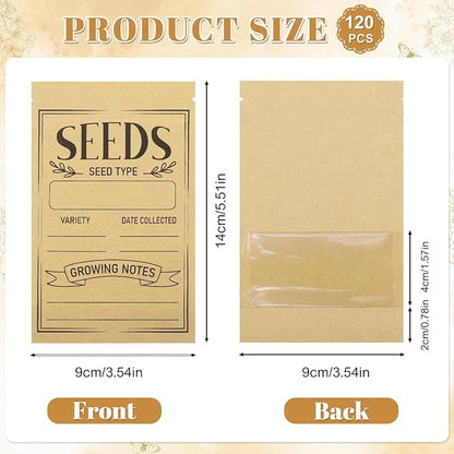 120 Pcs Seed Envelopes Packets Organizer 3.54 X 5.5 Inch Seed Storage Envelopes Resealable with Clear Window Seed Saver Bags for Flower Vegetable Seed Saving