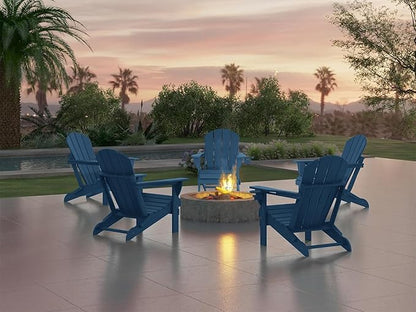 Ciokea Folding Adirondack Chair 2 Pack, Patio Adirondack Chair Weather Resistant, Plastic Fire Pit Chair with Cup Holder, Lawn Chair for Outdoor Porch Garden Backyard Deck (Royal Blue)