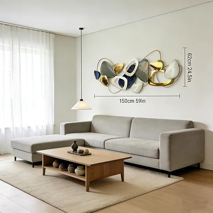 Roivikis Large Metal Wall Art Decor, 3D Abstract Stone-inspired Handcrafted Modern Wall Sculptures for Living Room, Bedroom, Entryway 59" x 24"