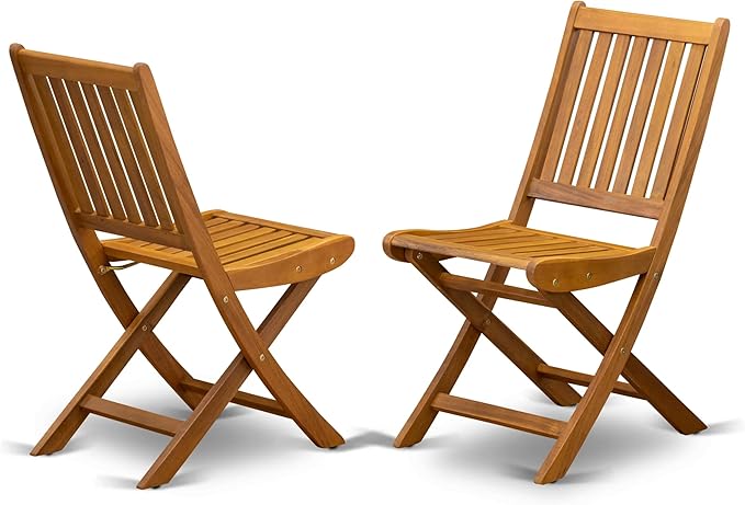 East West Furniture CMDK5CWNA 5 Piece Outdoor Patio Dining Sets Includes a Rectangle Acacia Wood Table and 4 Folding Side Chairs, 35x66 Inch, Natural Oil