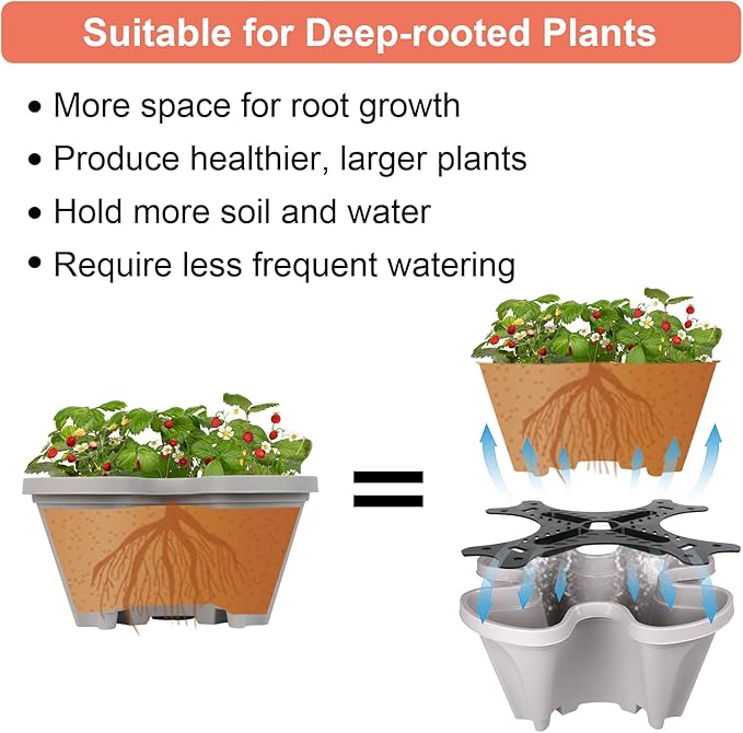 GameXcel Vertical Planter Tower- 7 Tier Stackable Garden Planter with Wheels and Tool Set – Grow Strawberries Herbs Flowers and Vegetables - Indoor Outdoor Use Gray
