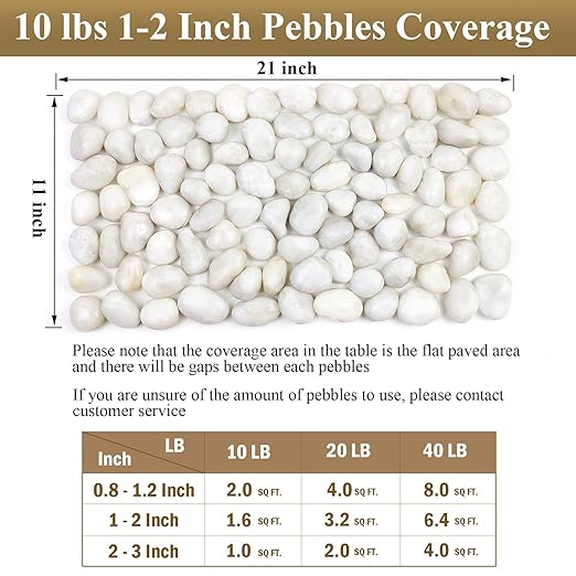 FANTIAN 10 lbs White River Rocks, 1-2 Inch Polished Pebbles for Indoor Plants, Decorative White Stones for Plants, Vase, Aquarium, Fish Tank, Landscaping and Garden