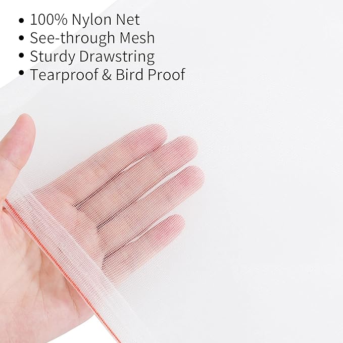 20Pcs Kikhope Fruit Protection Bags, 21"x14" Garden Netting Bags with Drawstring, Fruit Netting Bags, Fruit Tree Bags, Netting Barrier Bags for Protecting Fruits and Vegetables
