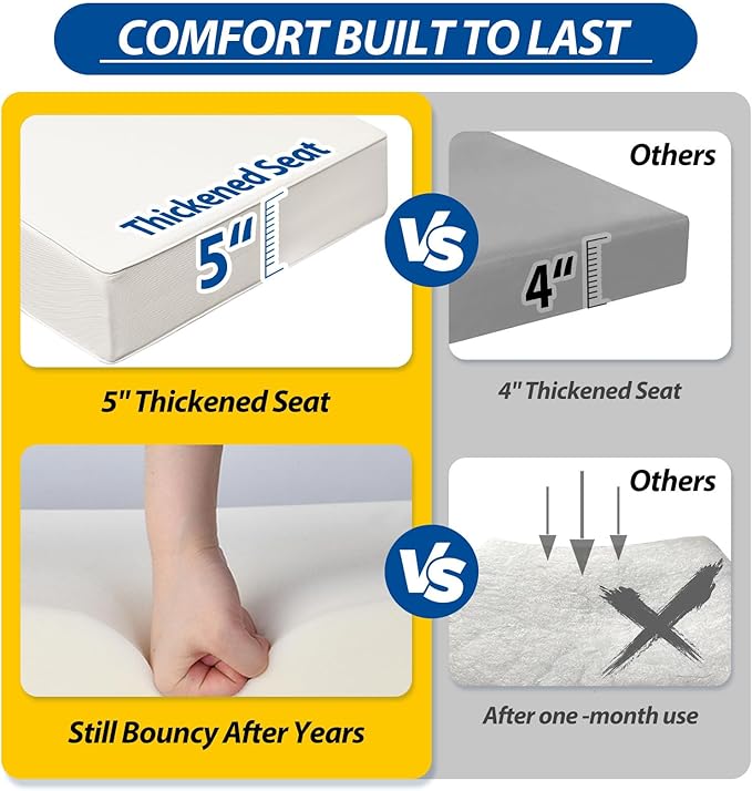 AAAAAcessories Outdoor Seat Cushions for Chairs, Fade-Resistant, Waterproof Patio Furniture Replacement Cushions, 23.5" x 25.5" x 5" + 23.5" x 13.5", Creamy White