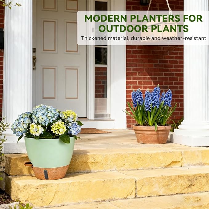 8/9/10 Inch Large Self Watering Pots, Plastic Flower Pots with Multi M –  LuxaLeaf