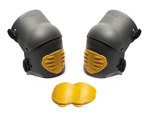 TSE Safety - TSE-TFLX-XL Flex Work Knee Foam Padding Pads - Anti-Slip Strong Double Straps Comfortable Knee Protection Breathable Heavy Duty for Indoor and Outdoor Use – XL, Black & Yellow