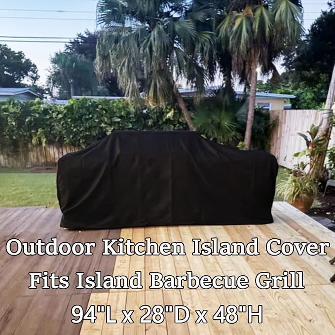 Stone Patio Grill Island Cover Waterproof 94 Inch Outdoor Kitchen Island BBQ Grill Cover for Heavy Duty Stainless Steel Outdoor Kitchen Set
