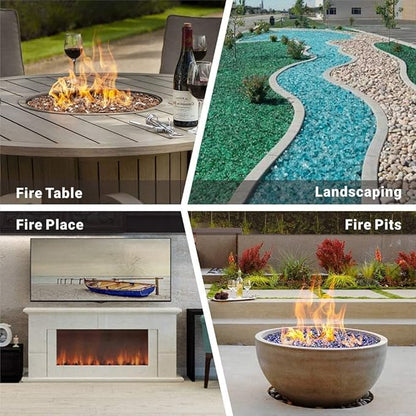 Mr. Fireglass 10 Pounds Blended Fire Glass Diamonds for Fireplace Fire Pit & Lanscaping - 1 inch Emerald Green Fire Rocks (Pack of 2)