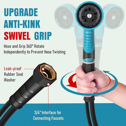 Heavy Duty Garden Hose 100ft, NON-EXPANDABLE Flexible Water Hose, Kink Resistant Lightweight Hybrid Hose, Leakproof Hose Male to Female Fittings