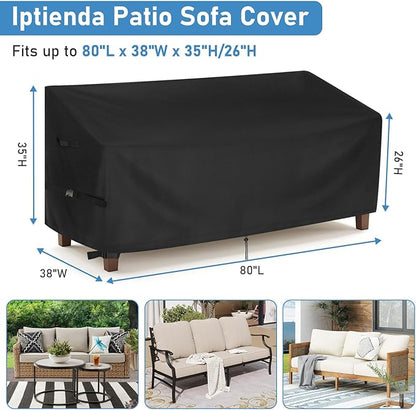 Patio Sofa Cover for Outdoor Furniture, 80inch Outdoor Couch Cover Waterproof and Heavy Duty for Large 3-Seater Loveseat,Couch,Glider and Bench-80"L x 38"W x 35"H
