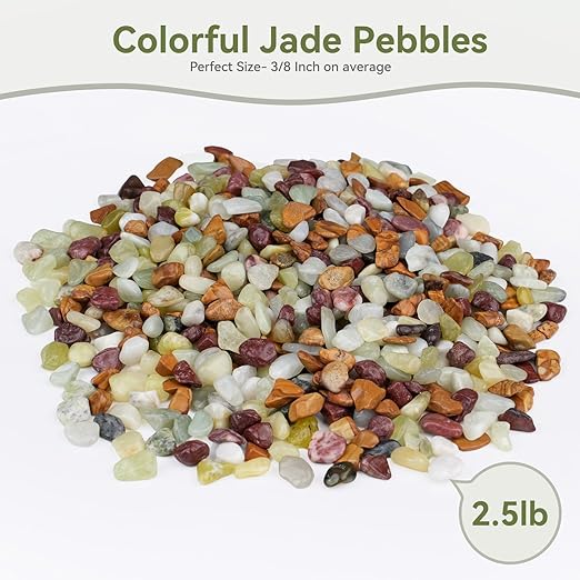 Pulovin 2.5 lbs Pebbles for Indoor Plants, Succulent Rocks, 3/8" Polished Pebbles for Bamboo, Vase, Terrarium, Natural Decorative Small River Rocks for Crafts, Cactus, Outdoor Garden Landscaping