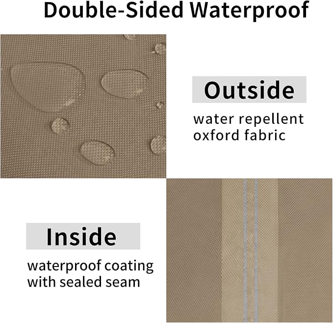 Easy-Going Waterproof Patio Sofa Cover UV Resistant 3 Seater Outdoor Sofa Cover Weatherproof Lawn Patio Furniture Cover with Tape Sealed Seam (79Wx37Dx35H inch, Camel)