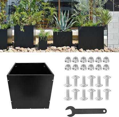 Heavy Duty Steel Planter Box (26"x26"x26"),Square Tall Planter Modern Detached for Indoor & Outdoor Planters Cube,Black Flower Plant Pot for Commercial Residential for Patio Deck & Backyard