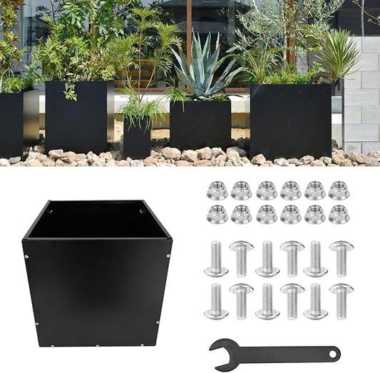 Heavy Duty Steel Planter Box (26"x26"x26"),Square Tall Planter Modern Detached for Indoor & Outdoor Planters Cube,Black Flower Plant Pot for Commercial Residential for Patio Deck & Backyard