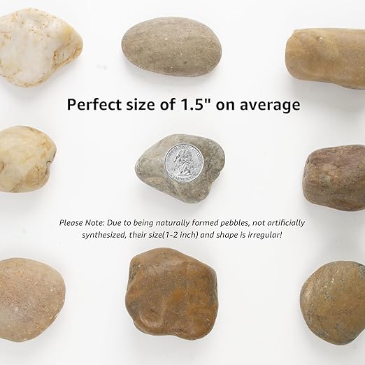 10LB Mixed Stones Pebbles River Rocks, Natural Beach Pebbles,1-2 Inch Decorative River Rocks for Landscaping Garden Paving Plant Rocks Crafting Walkways and Outdoor Decorative Stone