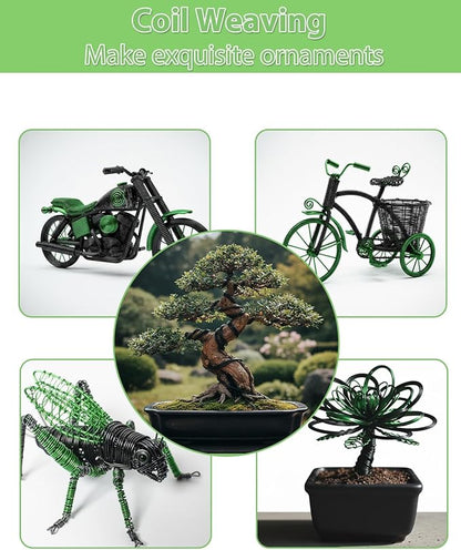 Bonsai Wire Kit 8Pcs, 7 Roll Aluminum Training Wire Coils with Cutter Set -1/1.5/2.0/3.0mm Multiple Sizes Bonsai Accessories for Bonsai Trees Branch Control Plant Shaping