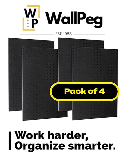 WallPeg Pegboard Kit - 4 Each 24"x16" Peg Board Panels - Made in USA - Mounted Size is 64" x 24" Pegboards Wall Organizer for Walls Home, Garage Tool Storage, Office Organization, Kitchen, Craft Room
