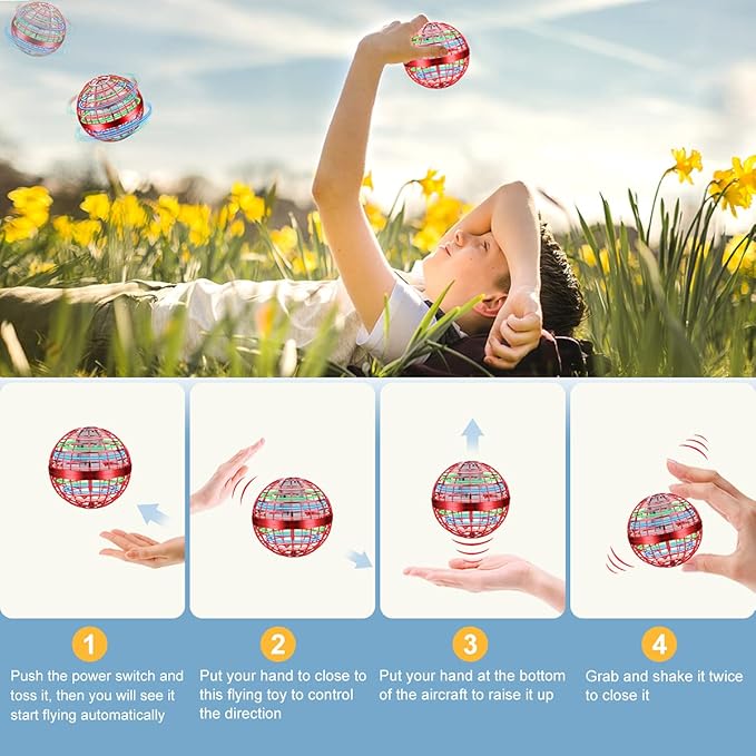 Flying Orb Ball Toy,Boomerang Ball, Hover Hand Mini Drone Cosmic Globe, Fly Spinners for Kids Adults Indoor Outdoor Toys, Cool LED Lights Toys for 6 7 8 9 10+ Years Old Boys Girls Gift