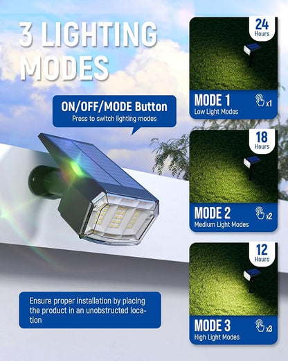 AUDERWIN Solar spotlights Outdoor 63 LED 3 Lighting Modes, IP65 Waterproof Lighten Yard Garden House Garage Pathway for Christmas Decorations-10 Pack