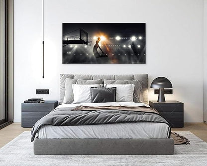 Muolunna BK06698 Basketball Sports Canvas Wall Art Picture 1 Panel Sports Painting Art Prints For Living Room Boys Room Office Wall Decor Artwork