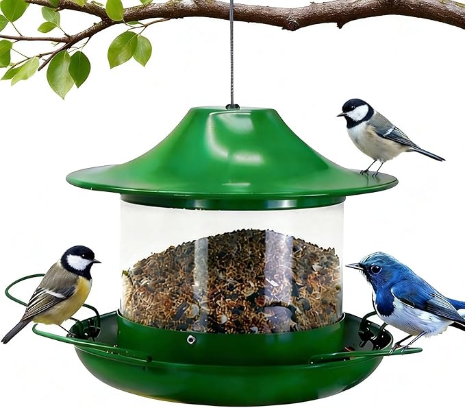 Metal Bird Feeders for Outdoors Hanging, 4.5lb Large Capacity Wild Birds Feeders for Outside, Heavy Duty Durable Wild Birdfeeder for Garden Yard Decor, Gift for Bird Lovers