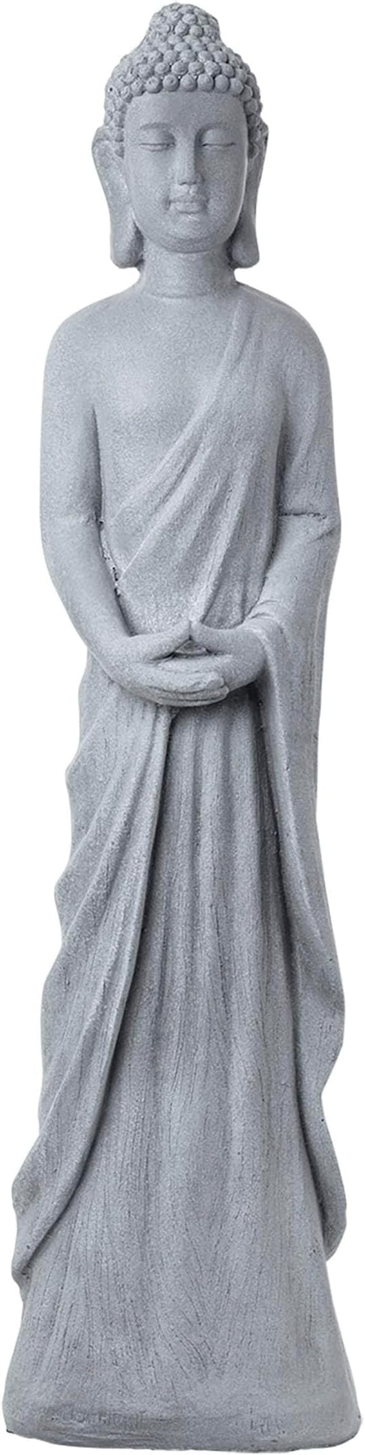 Alpine Corporation 32" Tall Cement Standing Buddha Outdoor Garden Statue, Gray