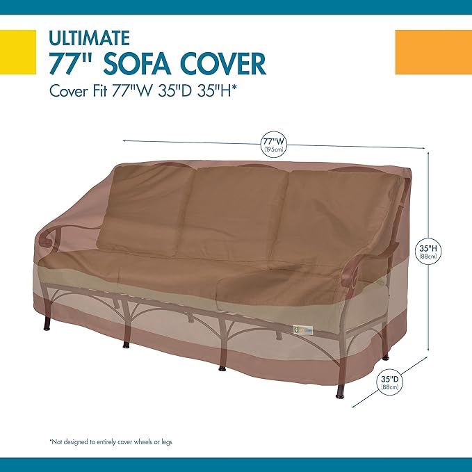 Duck Covers ULV623835 Ultimate Patio Loveseat Cover, 62 "W x 38" D x 35" H, Mocha Cappuccino, Patio Furniture Covers (Pack of 4)