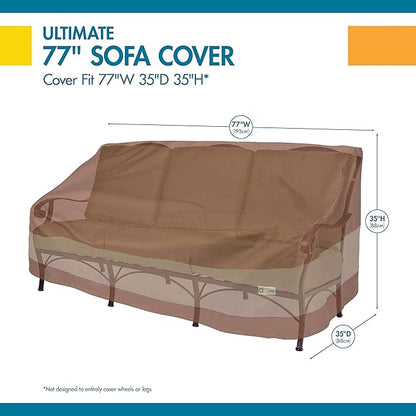 Duckcovers Ultimate Waterproof Patio Sofa Cover, Outdoor Couch Cover with All Weather Protection, Patio Furniture Covers with Attachment Strap, 77"W x 35"D x 35"H, Outdoor Sofa Cover