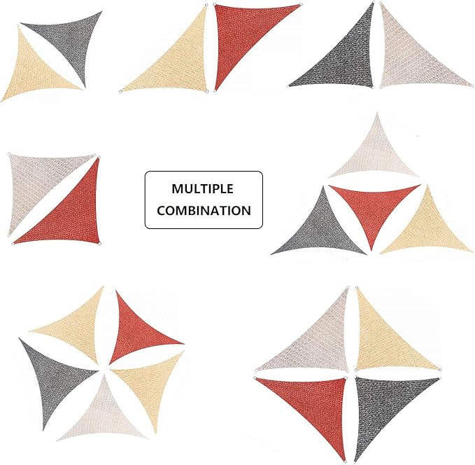 AsterOutdoor Sun Shade Sail Triangle 12' x 12' x 17' UV Block Canopy for Patio Backyard Lawn Garden Outdoor Activities, Cream
