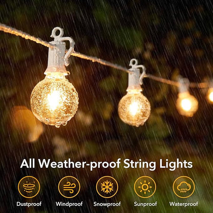 Brightown Outdoor String Lights - 50 Ft Waterproof Connectable Commercial LED Patio Lights with 25 G40 Globe Bulbs, All Weatherproof Hanging Globe Light for Outside Backyard Porch Party Decoration