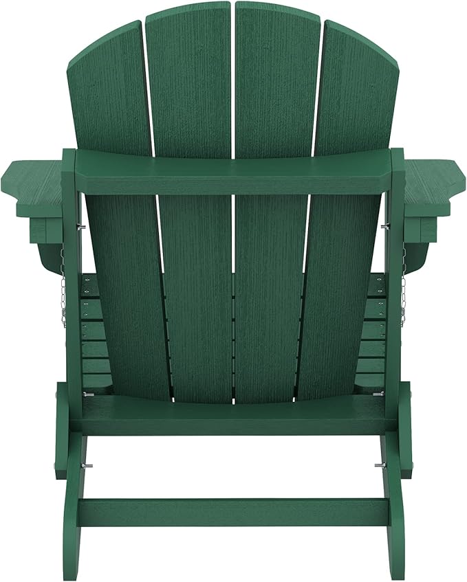 SERWALL Folding Adirondack Chair Painted Adirondack Chair Set of 8 Weather Resistant for Patio Deck Garden, Fire Pit & Lawn Furniture Porch - Green