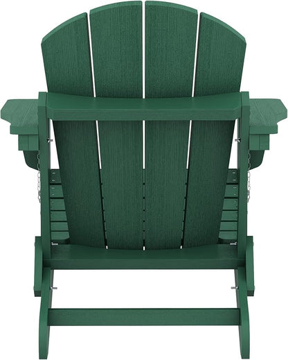 SERWALL Foldable Adirondack Chair Set of 2 for Patio Garden Outdoors Fire Pit Chairs-Green