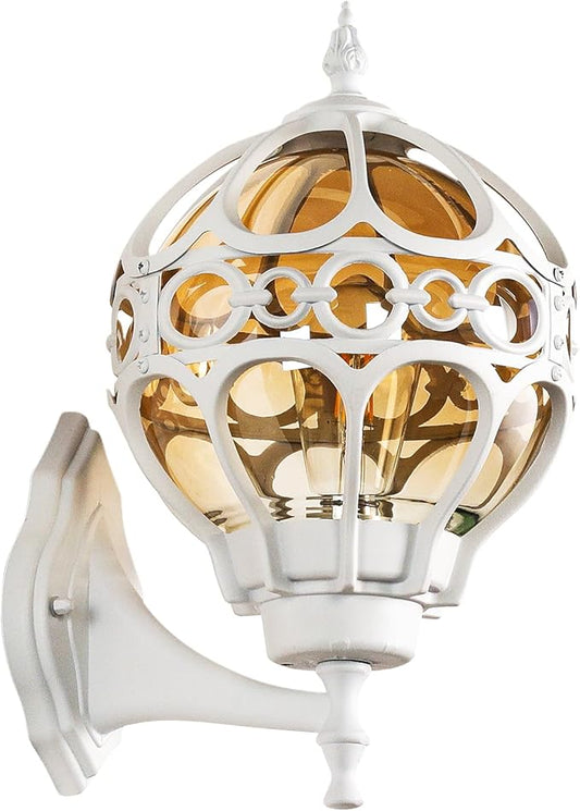 Globe Outdoor Wall Lights Fixtures, Anti Rust White Sphere Porch Wall Light,Aluminum Waterproof Outside spherical hardwired Lights for House Patio Porch Backyard Garage Front Door No Sensor,Large