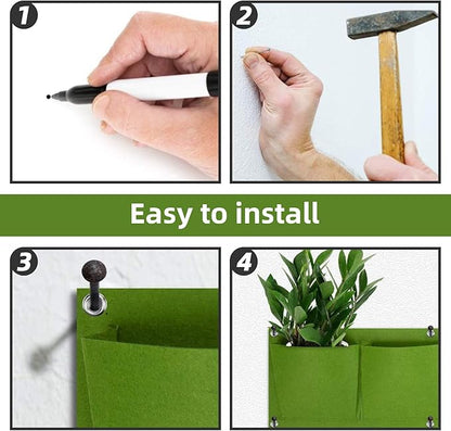 Hanging Planting Grow Bags, 12 Pockets Hanging Vertical Wall Planter Wall Mounted Grow Bag Outdoor Indoor Gardening Vertical Greening Flower Container, Planting Bags Storage Bags(0.6 m × 0.8 m, Green)