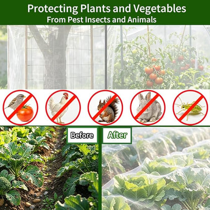 Garden Netting Pest Barrier 10x16FT Ultra Fine Insect Netting for Garden Raised Beds, Plant Net Mesh Cover for Garden Protection, Bird Bug Net, Greenhouse Row Cover Nets for Vegetables Fruits Flowers