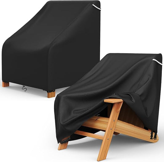 AKEfit Patio Adirondack Chair Covers 2 Pack for Outdoor Waterproof Chairs Size Up to 29Wx30Dx36H inch ,Heavy Duty Outdoor Chair Covers Waterproof for Outdoor Lawn Patio Furniture,Black