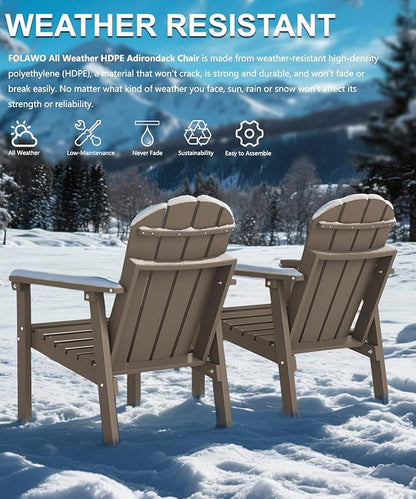 Adirondack Chair Set of 6, All Weather HDPE Fire Pit Chairs, Oversized Plastic Adirondack Chair for Outdoor, Balcony, Deck, Backyard, Patio, Garden, Poolside, Lawn Brown