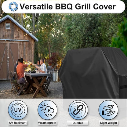 OutdoorLines Waterproof Heavy Duty BBQ Grill Cover - Universal Barbecue Grill Covers UV Resistant Barbeque Gas Grill Cover for Outdoor Outside Grill, 72L x 26W x 51H Inch, Black