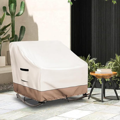 Outdoor Rocking Chair Cover, Heavy Duty Waterproof Papasan Chair Cover with Split Zipper, Easy to use, Beige