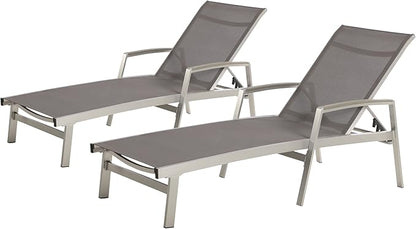Christopher Knight Home Joy Outdoor Mesh and Aluminum Chaise Lounge (Set of 2), Gray
