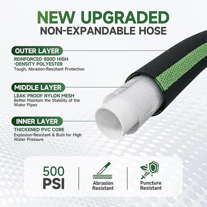 Garden Hose 25 ft Flexible Water Hoses Non-Expanding Lightweight Portable No Kink High Pressure Flat Fabric 3/4” fittings Leak-proof Durable Pipe for Outdoor Outside Yard Lawn Patio Watering Car Wash