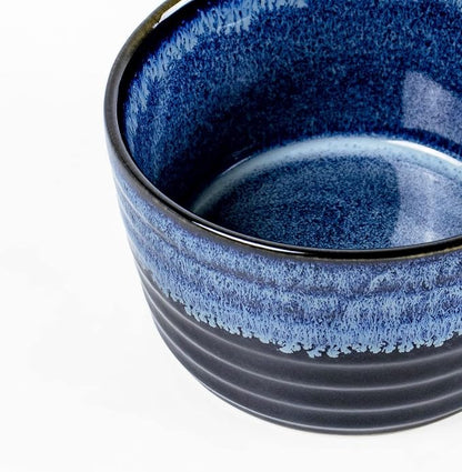 Ramekin Set, UNICASA 8 oz Creme Brulee Ramekins, Oven Safe Baking Set for Custard, Pudding, Souffle Cups, Reactive Gray (Blue, 8oz x 2pc)
