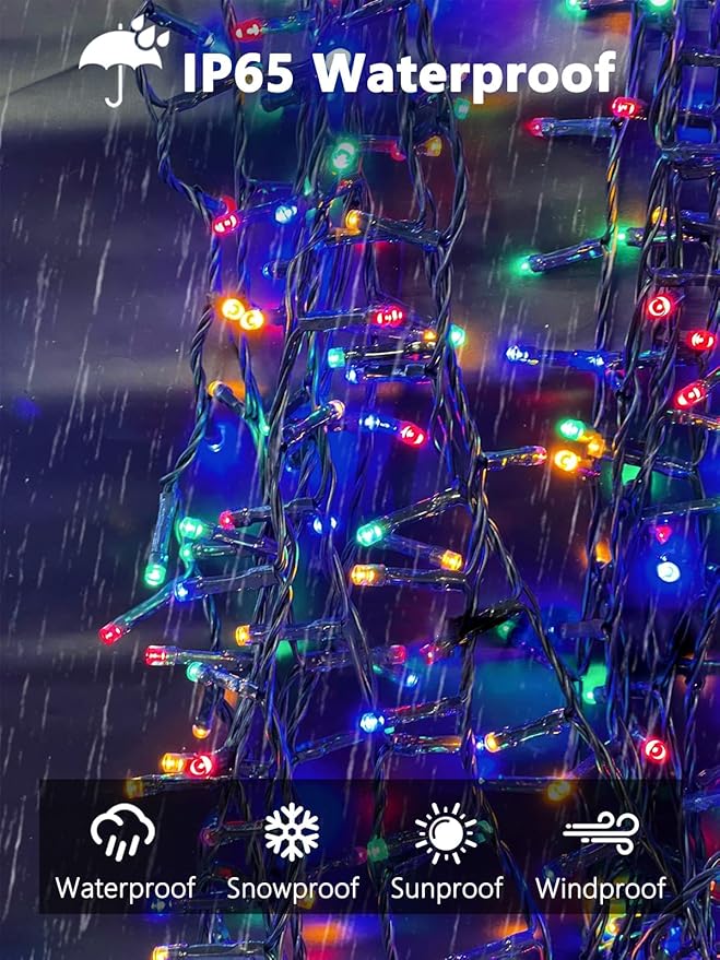 6 Pack 600 LED Solar String Lights for Outside, Solar Christmas Lights with 8 Lighting Modes, Waterproof Green Wire Solar String Lights Outdoor for Tree Xmas Party Garden Yard Decorations (MultiColor)