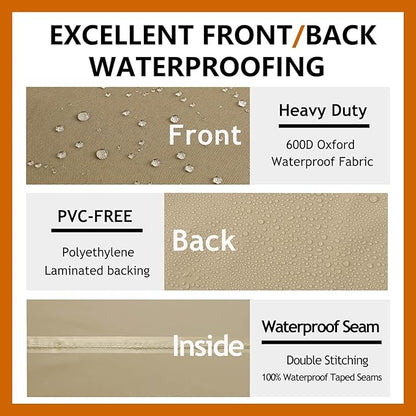 Curved Patio Furniture Cover for Outdoor Sectional Sofa, 190"(128") Reinforced Waterproof 600D Patio Sectional Couch Cover, Half Moon Lawn Outside Garden Furniture Winter Protective Cover