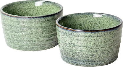 Ramekin Set, UNICASA 8 oz Creme Brulee Ramekins, Oven Safe Baking Set for Custard, Pudding, Souffle Cups, Reactive Gray (Green, 8oz x 2pc)