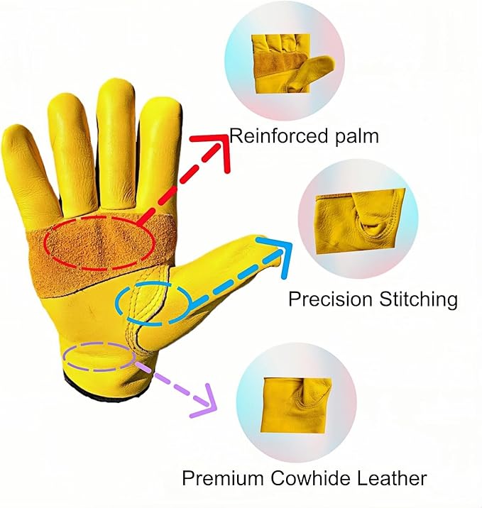 Womens/Mens Gardening Gloves for Rose and Cactus Handling,Cow Leather Garden Gloves Women/Men Thorn Proof