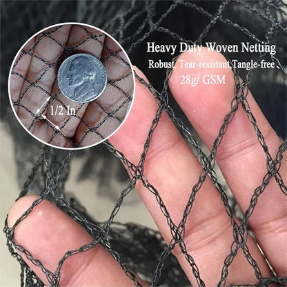 Bird Netting 15x40 Ft, 1/2In Mesh Heavy Duty Garden Netting Pest Barrier for Plants, Fruit Trees, Vegetables, Extra Strong Woven Mesh Netting, Animal Fencing Against Birds, Deer, Poultry