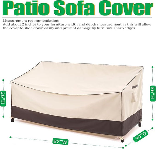 F&J Outdoors Waterproof Anti-UV Heavy Duty 3 Seater Cushion Couch Patio Sofa Cover, 82" W x 39" D x 36" H